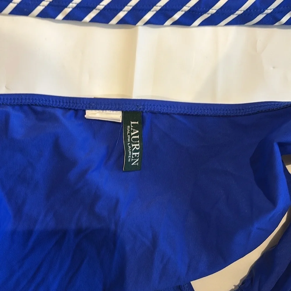 Lauren Ralph Lauren Blue and White Striped Swimsuit